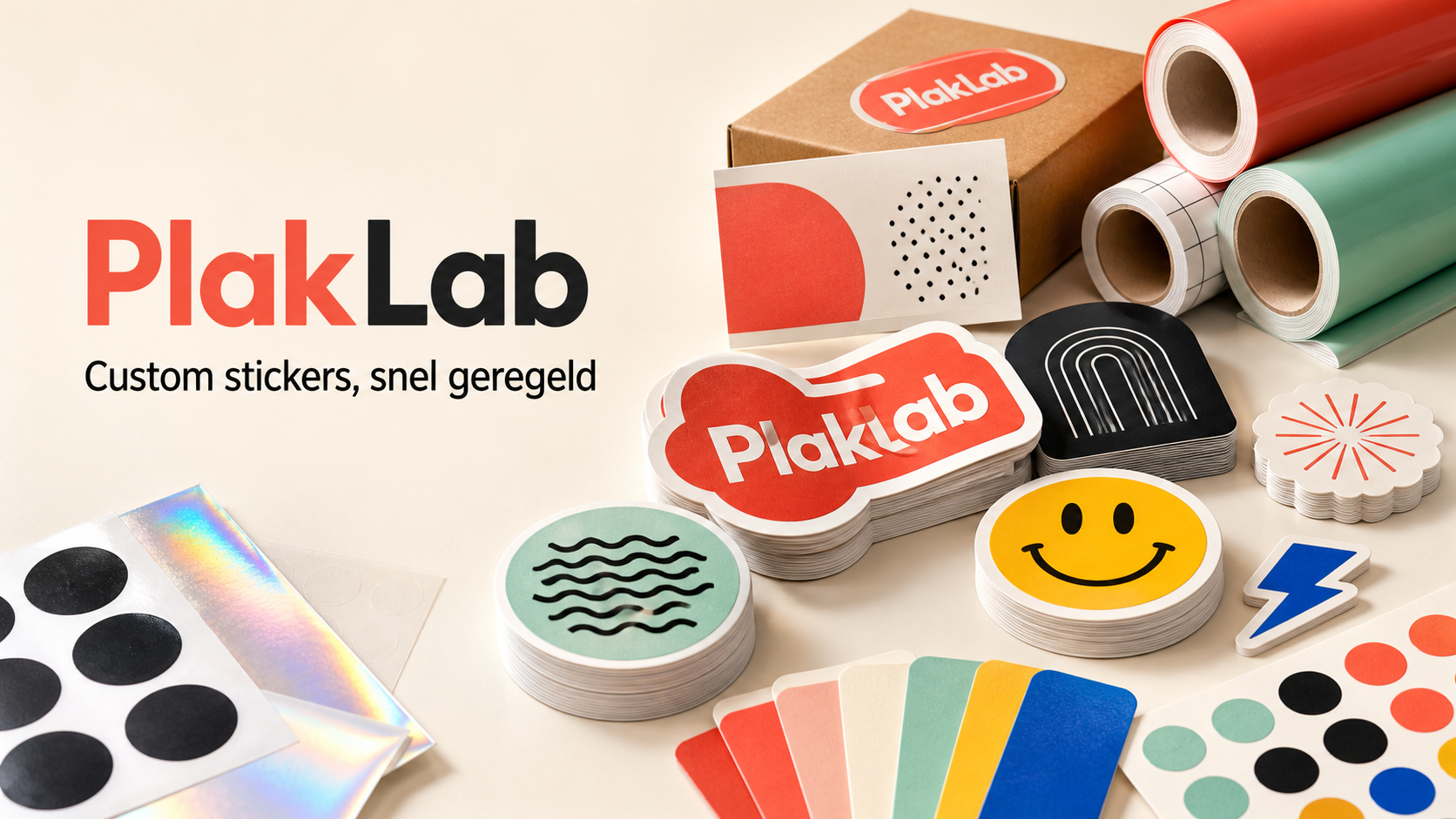 PlakLab stickerproducten en materiaalstalen